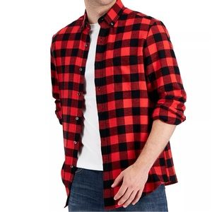Buffalo Plaid Flannel Button-Down Shirt Size L